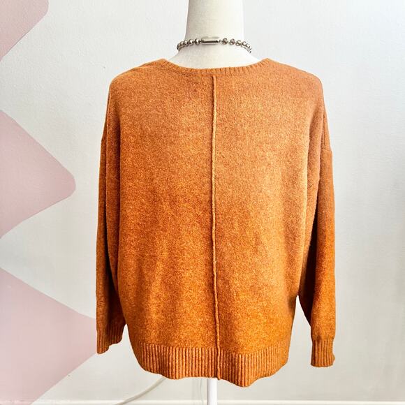 Burnt Orange V Neck Sweater Vintage Retro Cottagecore Academia Cozy Preppy Small - Picture 3 of 7